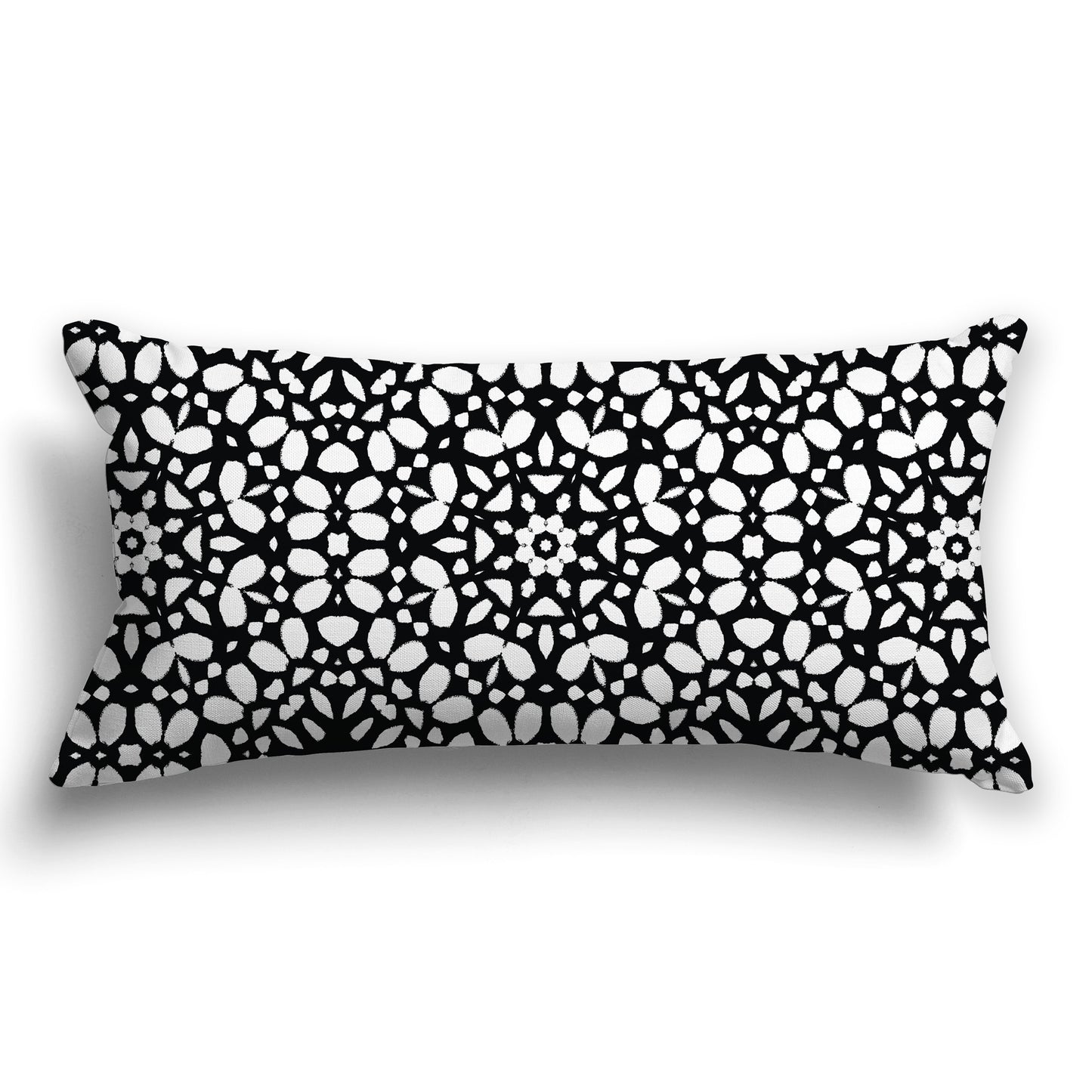 Black Throw Pillow with Fine White/Beige-white Circular Pattern on Both Sides, CAPC-1011-192