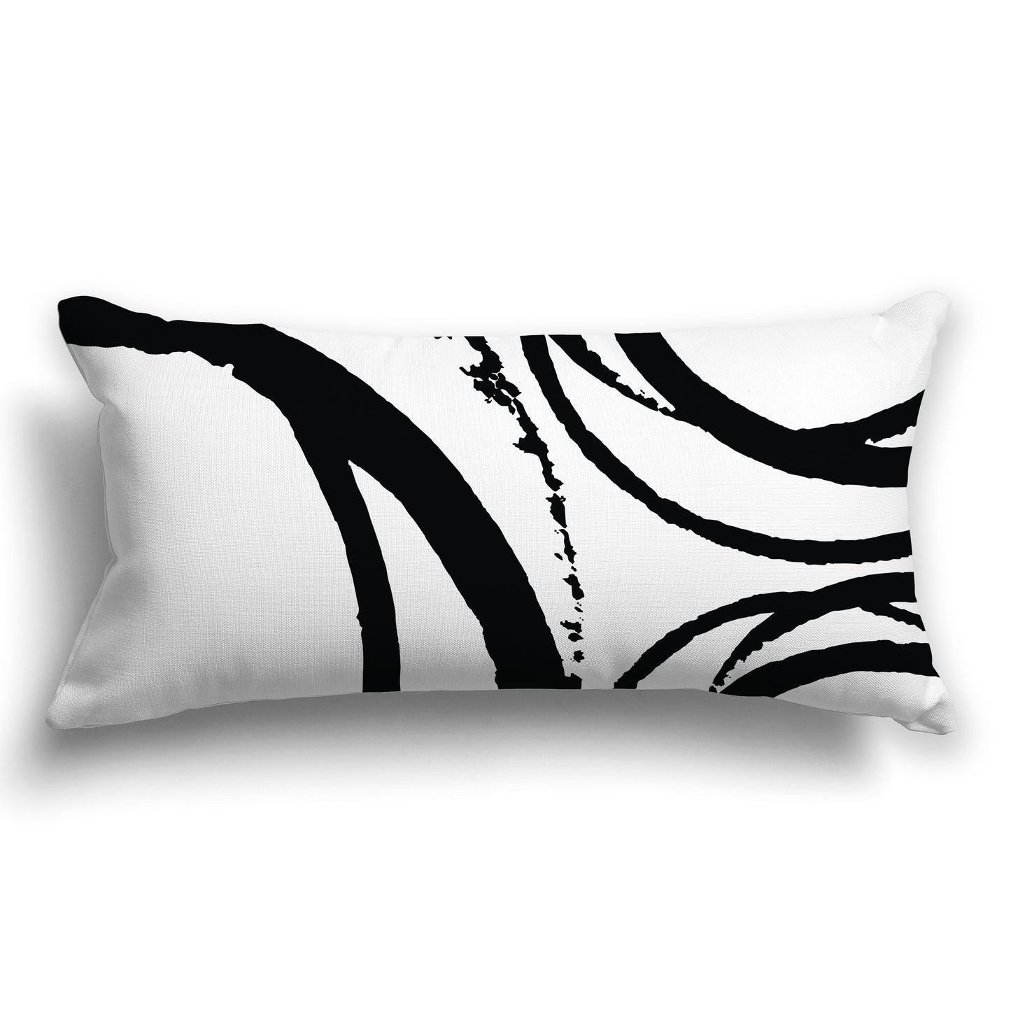 White/Beige-white Throw Pillow with Black Circular Graphic on Both Sides, CAPC-1012-021