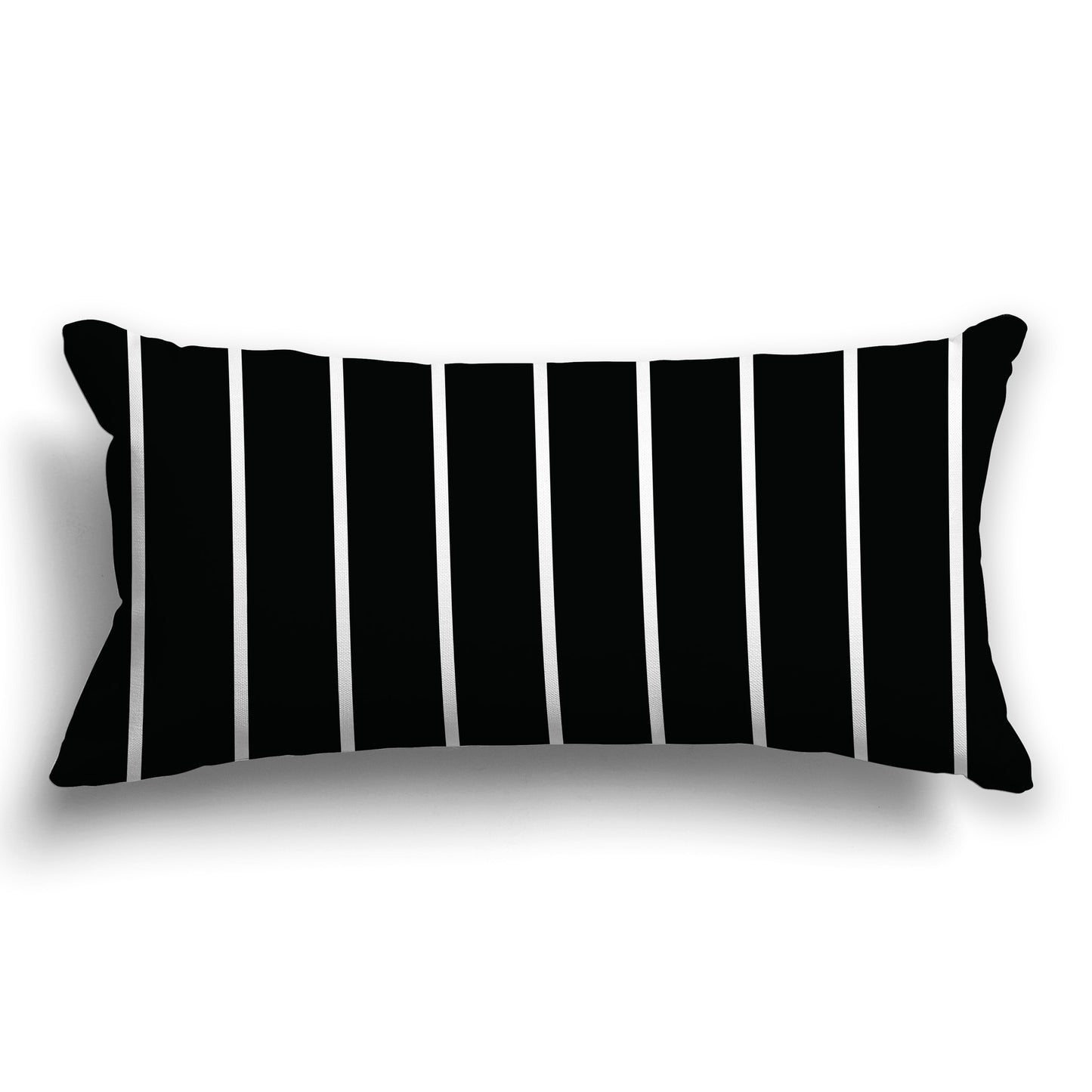 Black Throw Pillow with White/Beige-white Stripes on Front and Solid Black Back, CAPC-1012-062
