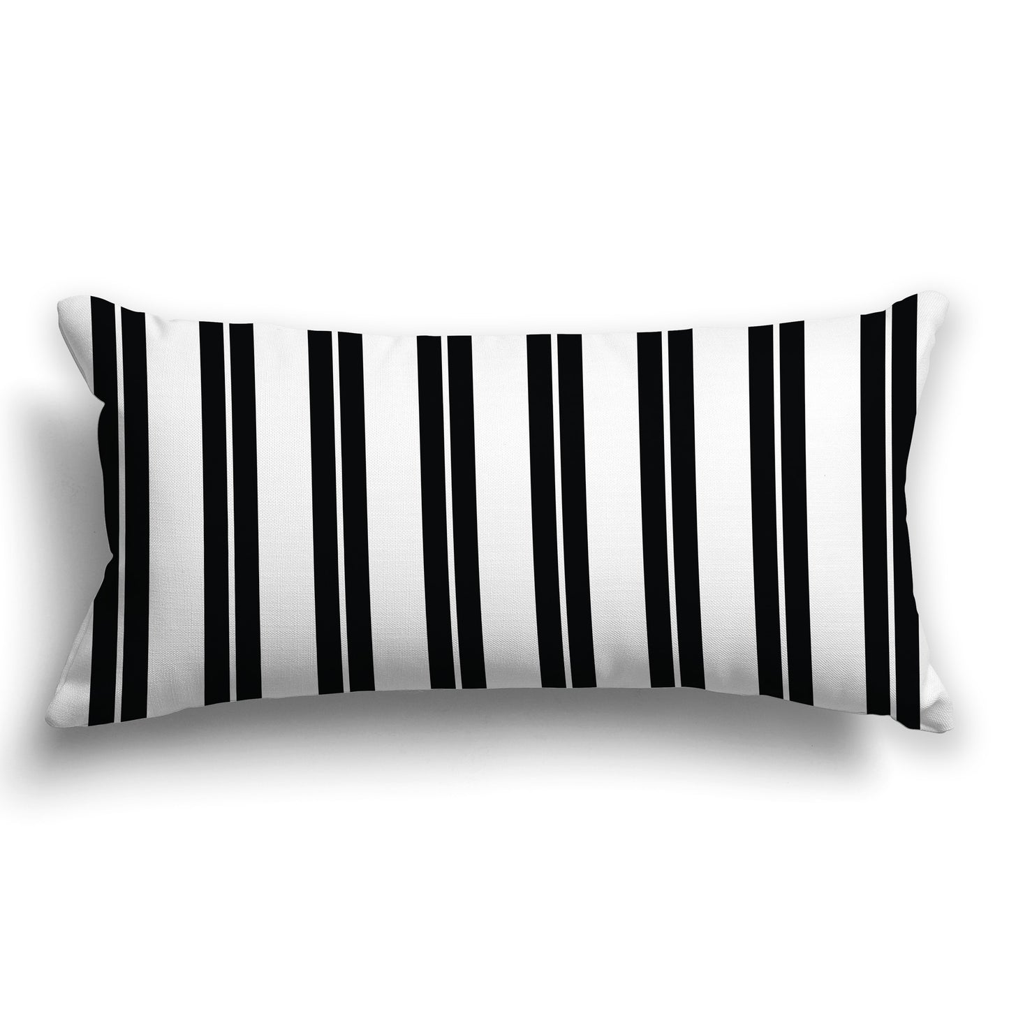 Black & White/Beige-white Multistripe Throw Pillow with Solid White/Beige-white Back, CAPC-1012-071
