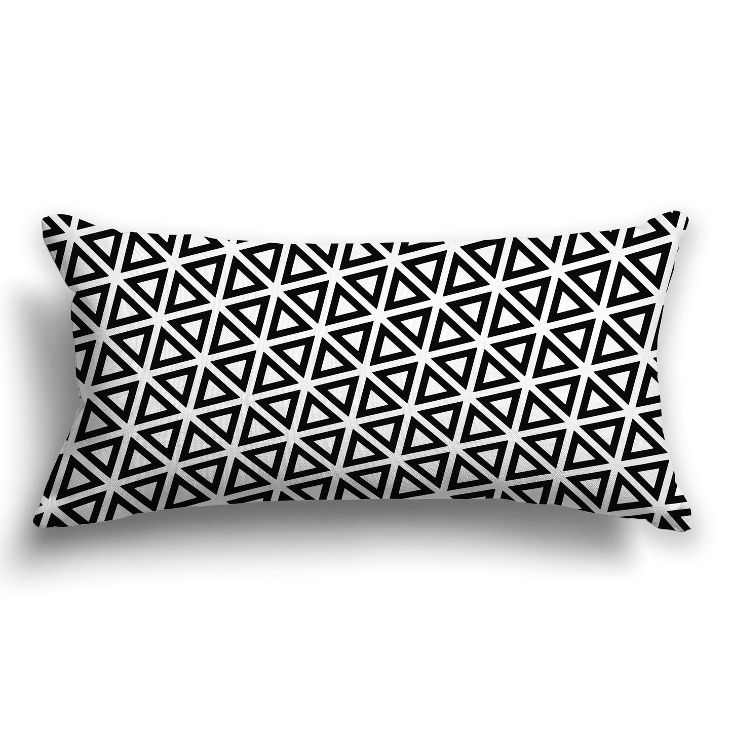 White/Beige-white Throw Pillow with Black Triangle Pattern on Both Sides, CAPC-1012-131
