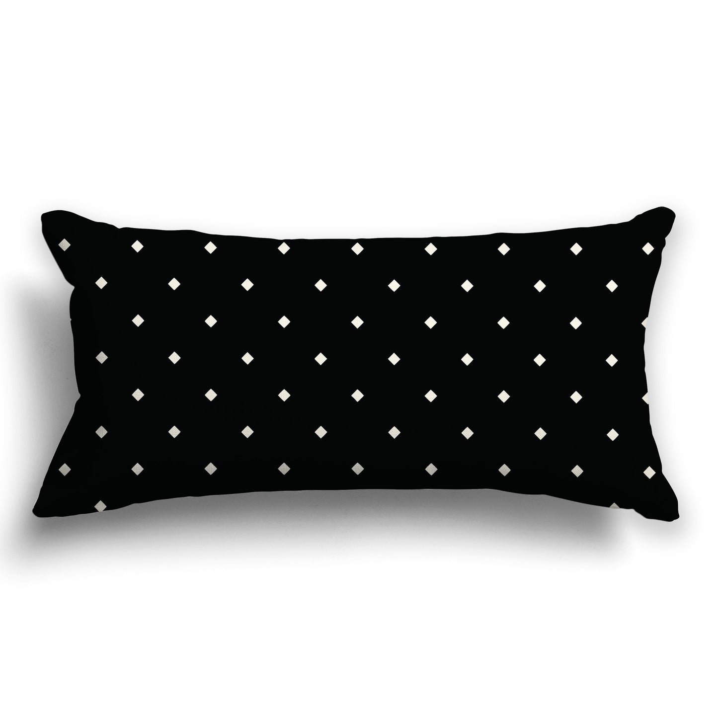 Black Throw Pillow with Pale Cream Diamond Pattern on Front and Solid Black Back, CAPC-1013-102