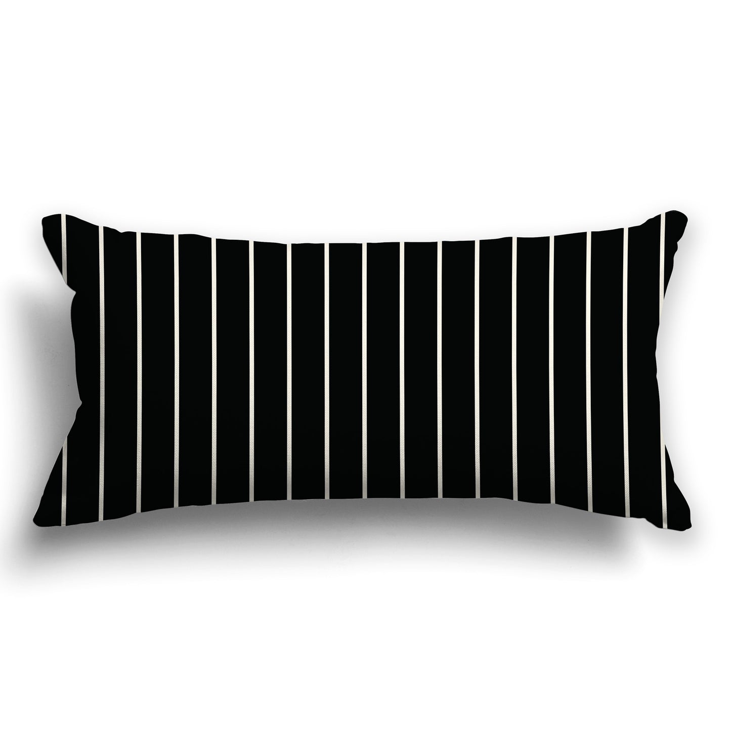 Black Throw Pillow with Fine Pale Cream Vertical Stripes on Front, CAPC-1013-152