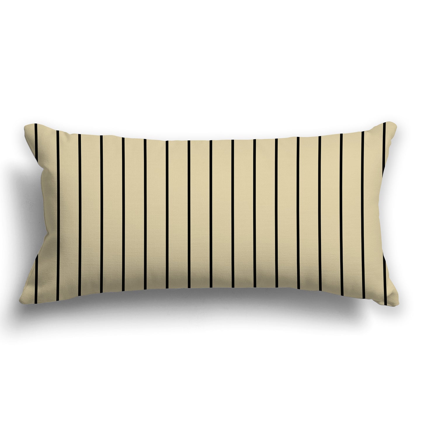 Tan Throw Pillow with Fine Black Vertical Stripes on Front, CAPC-1014-151