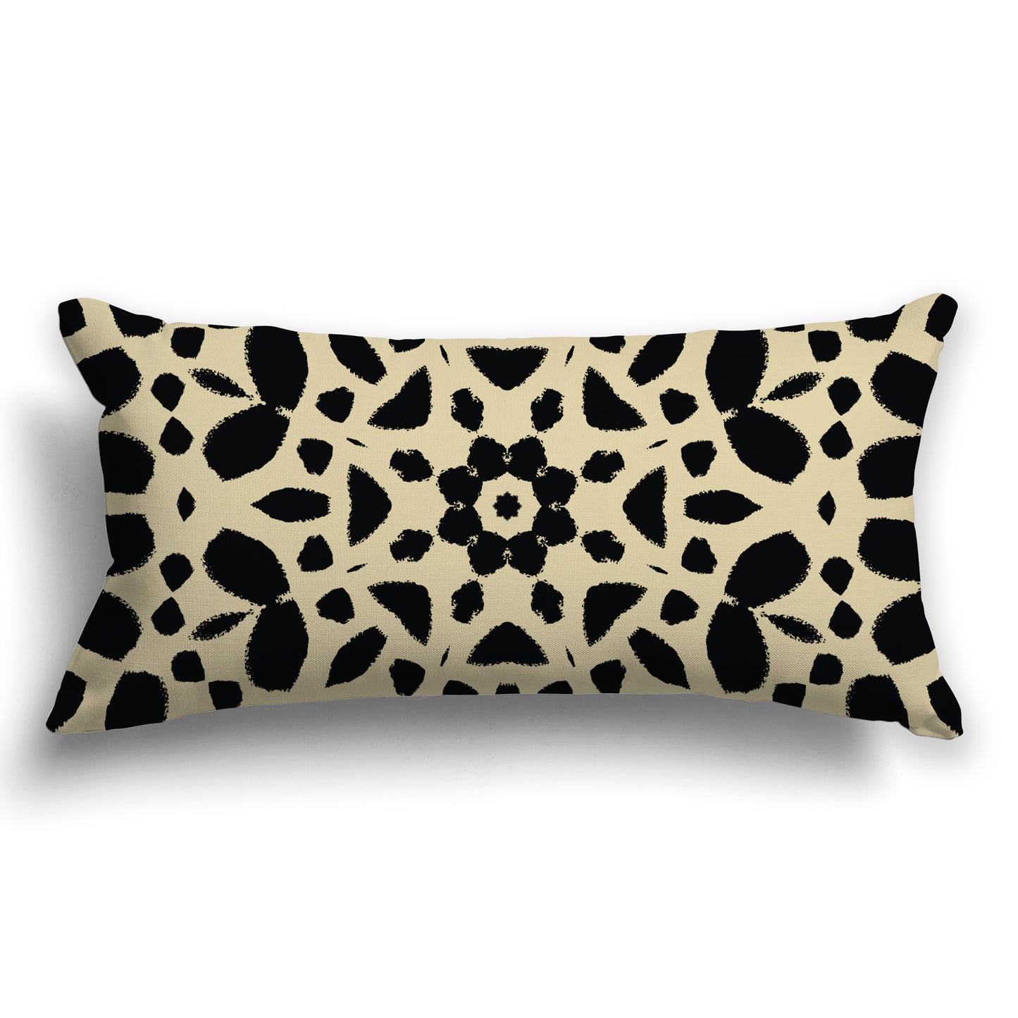 Tan Throw Pillow with Black Circular Pattern on Both Sides, CAPC-1014-181