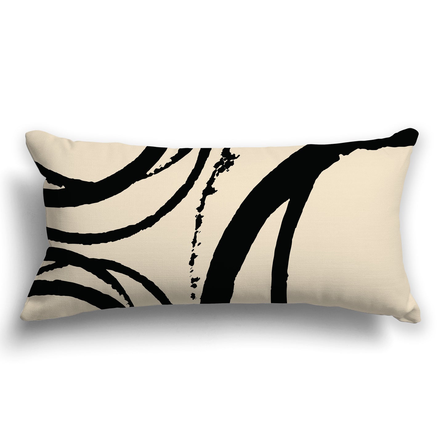 Beige Throw Pillow with Black Circular Graphic on Both Sides, CAPC-1015-021