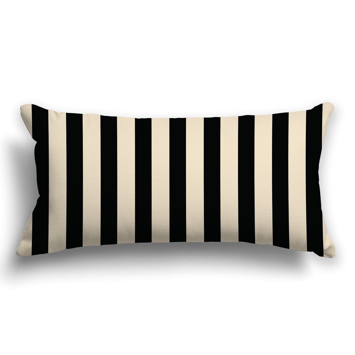 Beige Throw Pillow with Black Bars on Front and Solid Beige Back, CAPC-1015-051