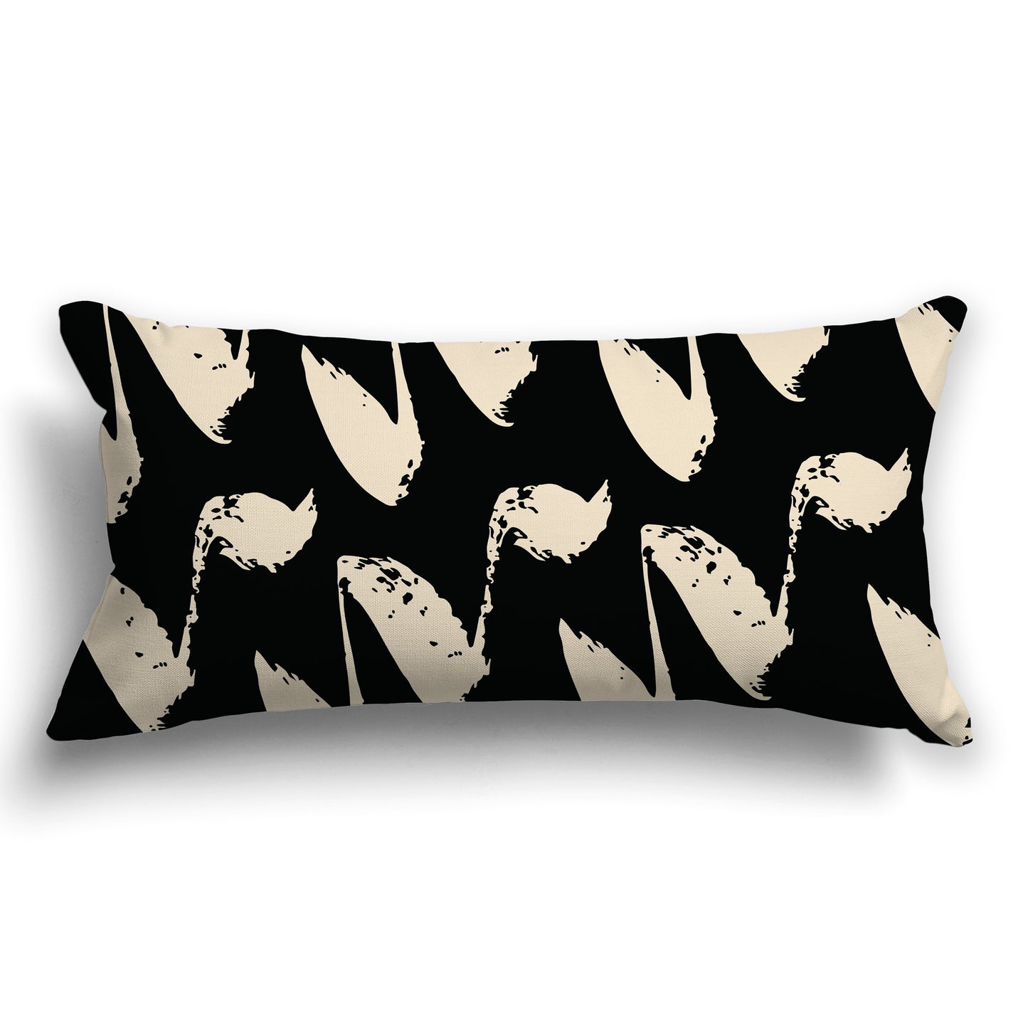 Black Throw Pillow with Beige Squiggle Pattern on Both Sides, CAPC-1015-081