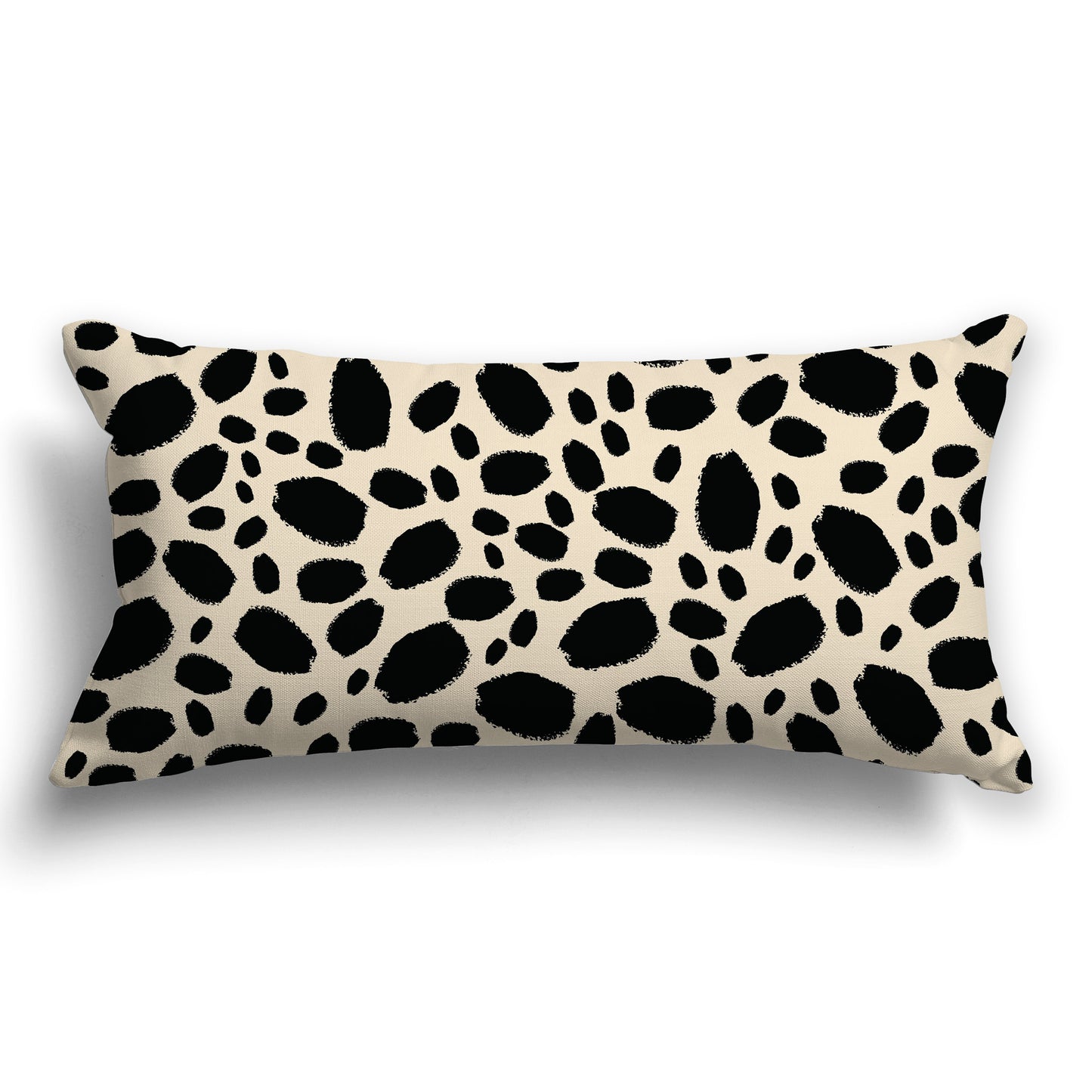 Beige Throw Pillow with Black Paint Dabs on Both Sides, CAPC-1015-092