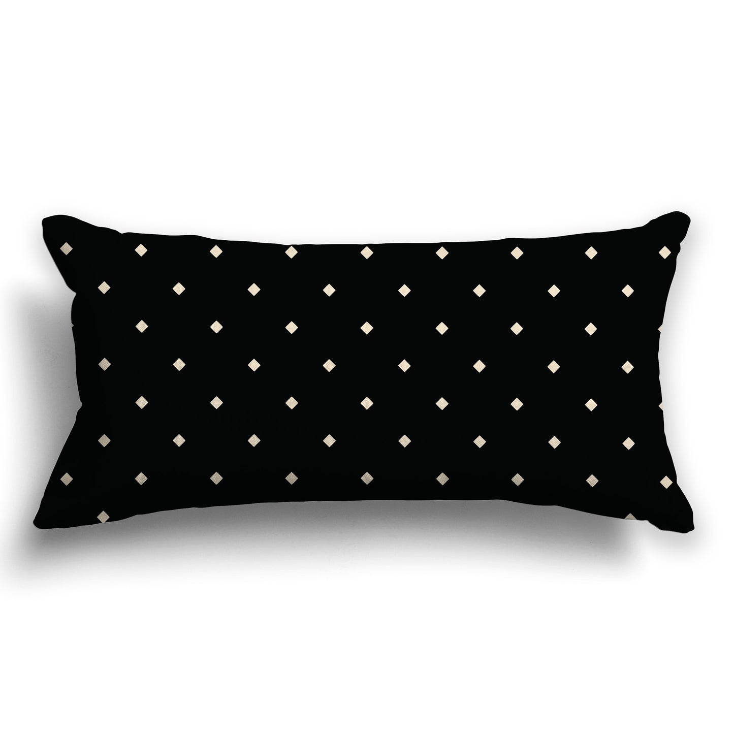 Black Throw Pillow with Beige Diamond Pattern on Front and Solid Black Back, CAPC-1015-102