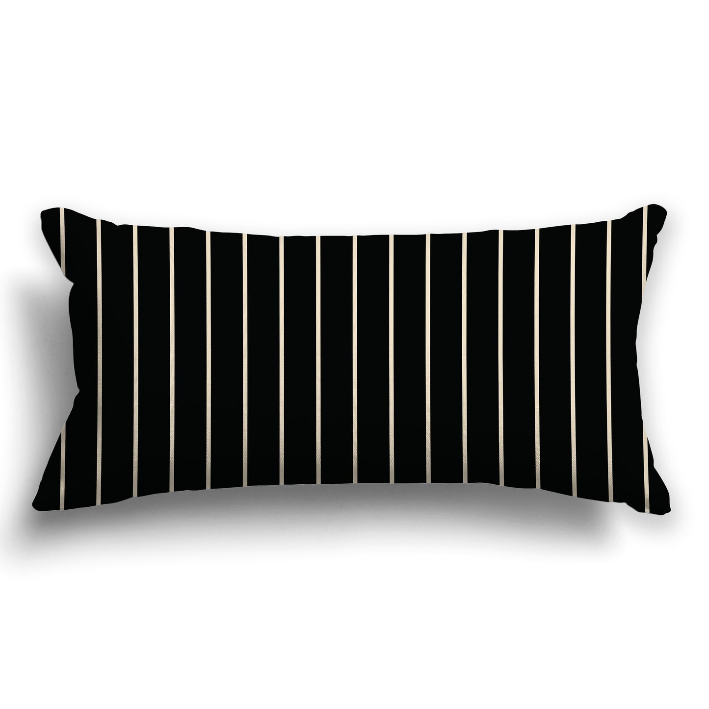 Black Throw Pillow with Fine Beige Vertical Stripes on Front, CAPC-1015-152