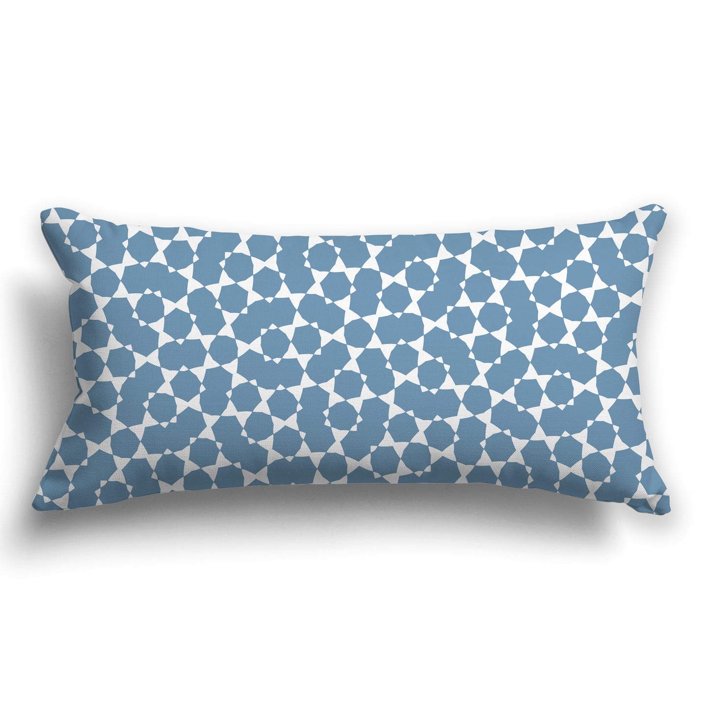 Medium-blue Throw Pillow with White/Beige-white Geometric Pattern on Both Sides, CAPC-1021-201