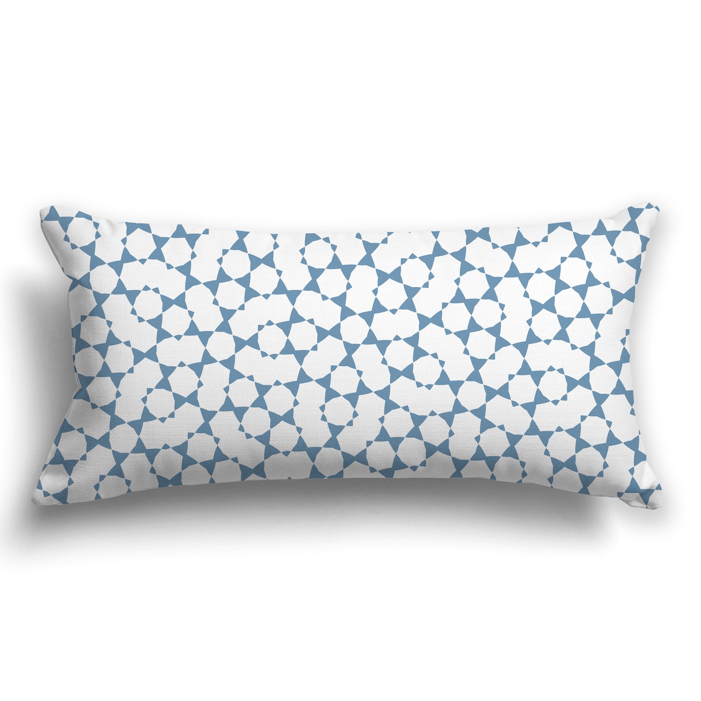 White/Beige-white Throw Pillow with Medium-blue Geometric Pattern on Both Sides, CAPC-1021-202
