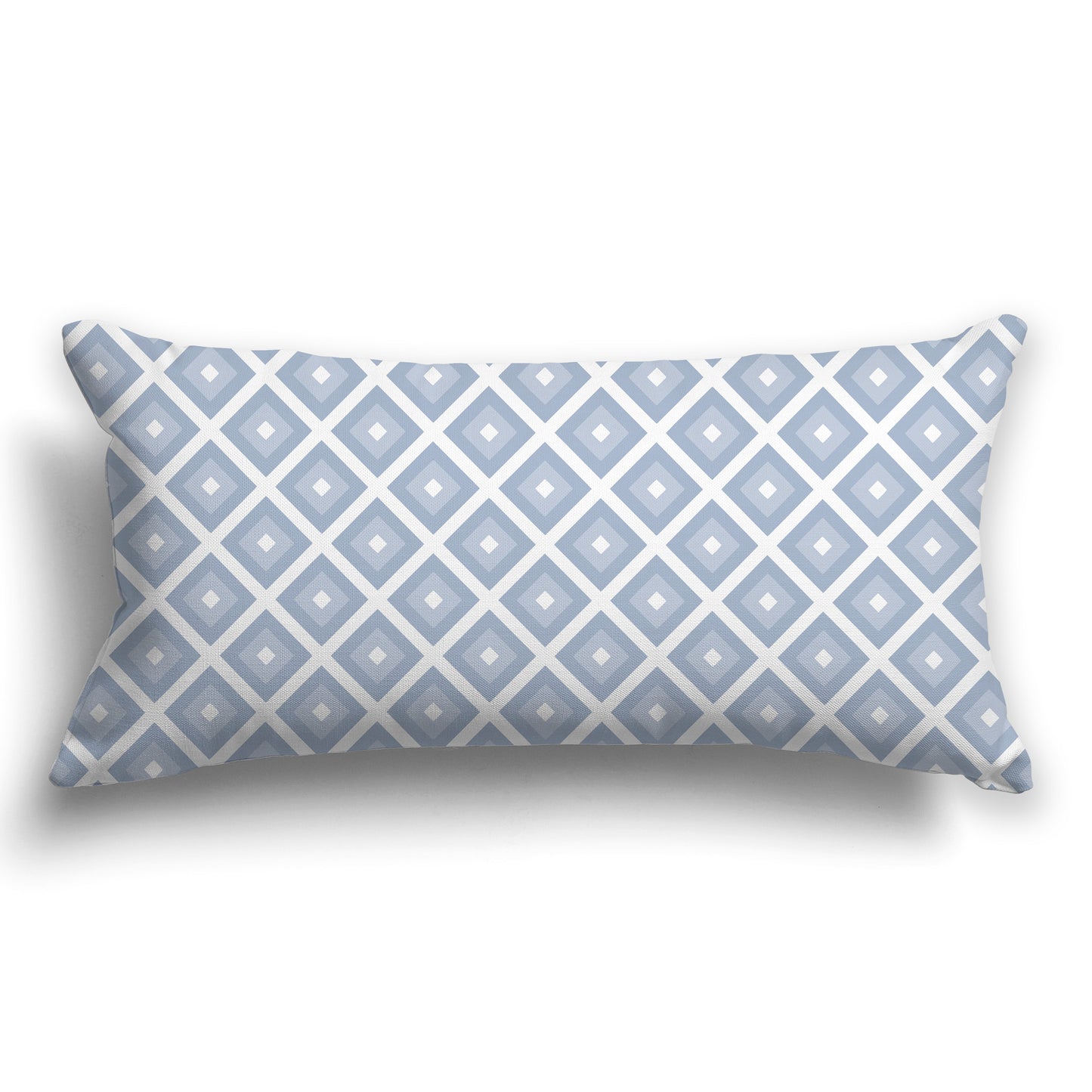 Throw Pillow with White/Beige-white and Two-tone Blue-grey Radiating Squares on Both Sides, CAPC-1022-121