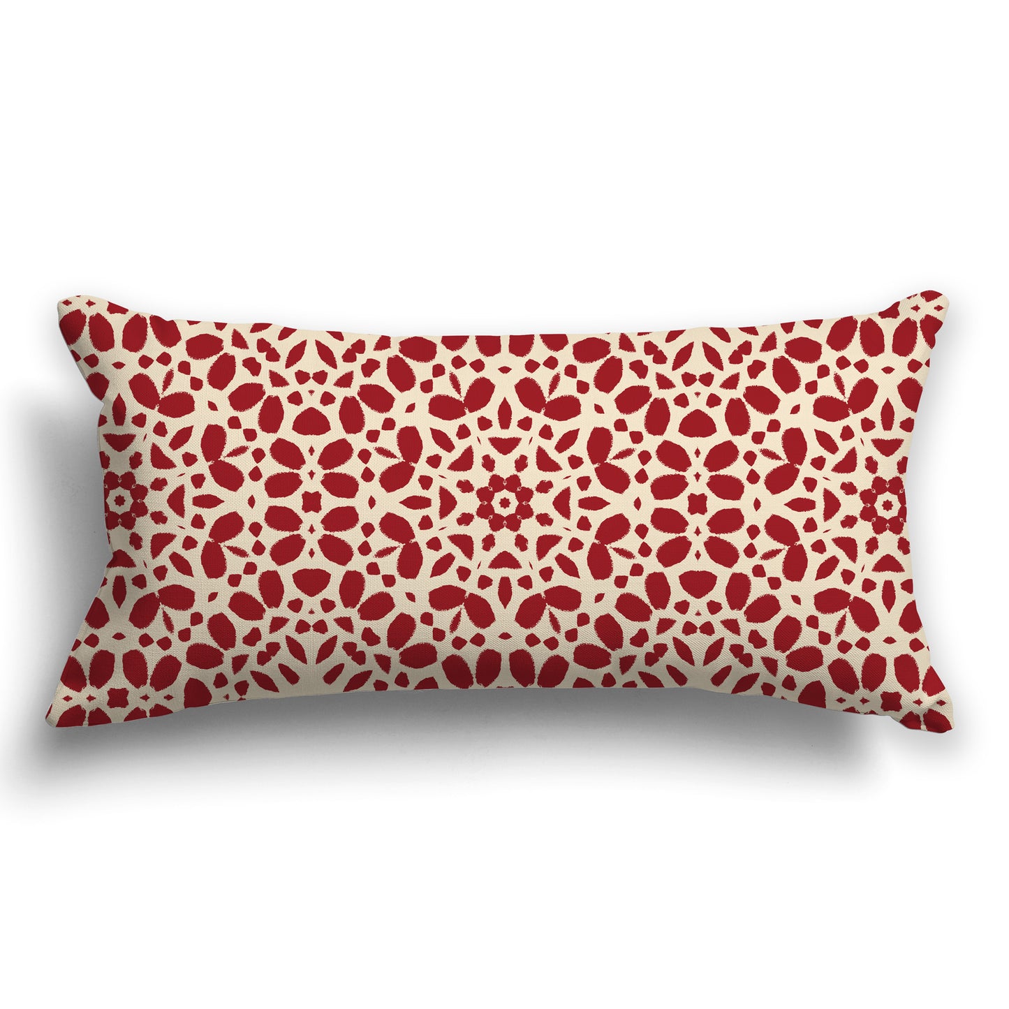 Beige Throw Pillow with Fine Red Circular Pattern on Both Sides, CAPC-1031-191