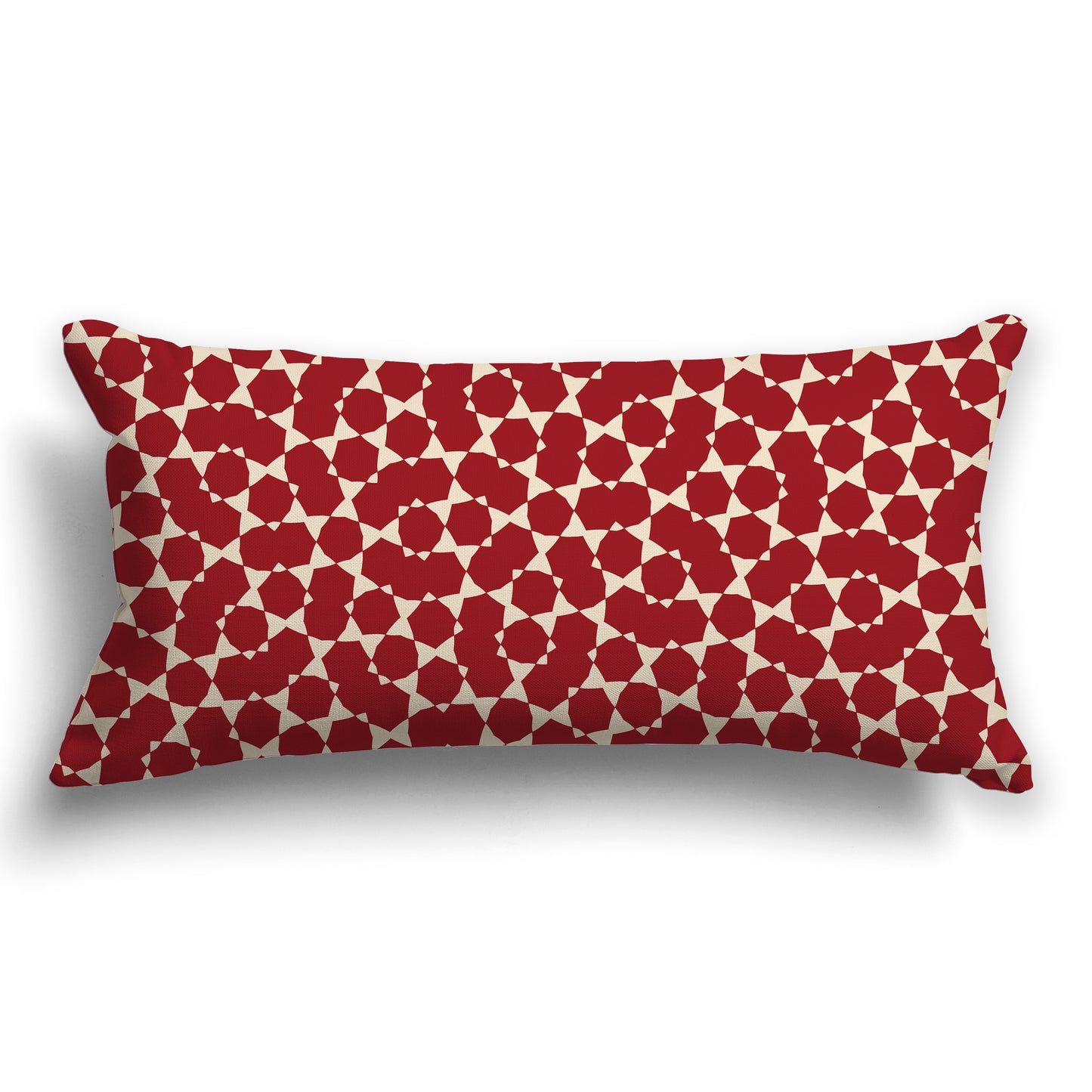 Red Throw Pillow with Beige Geometric Pattern on Both Sides, CAPC-1031-202