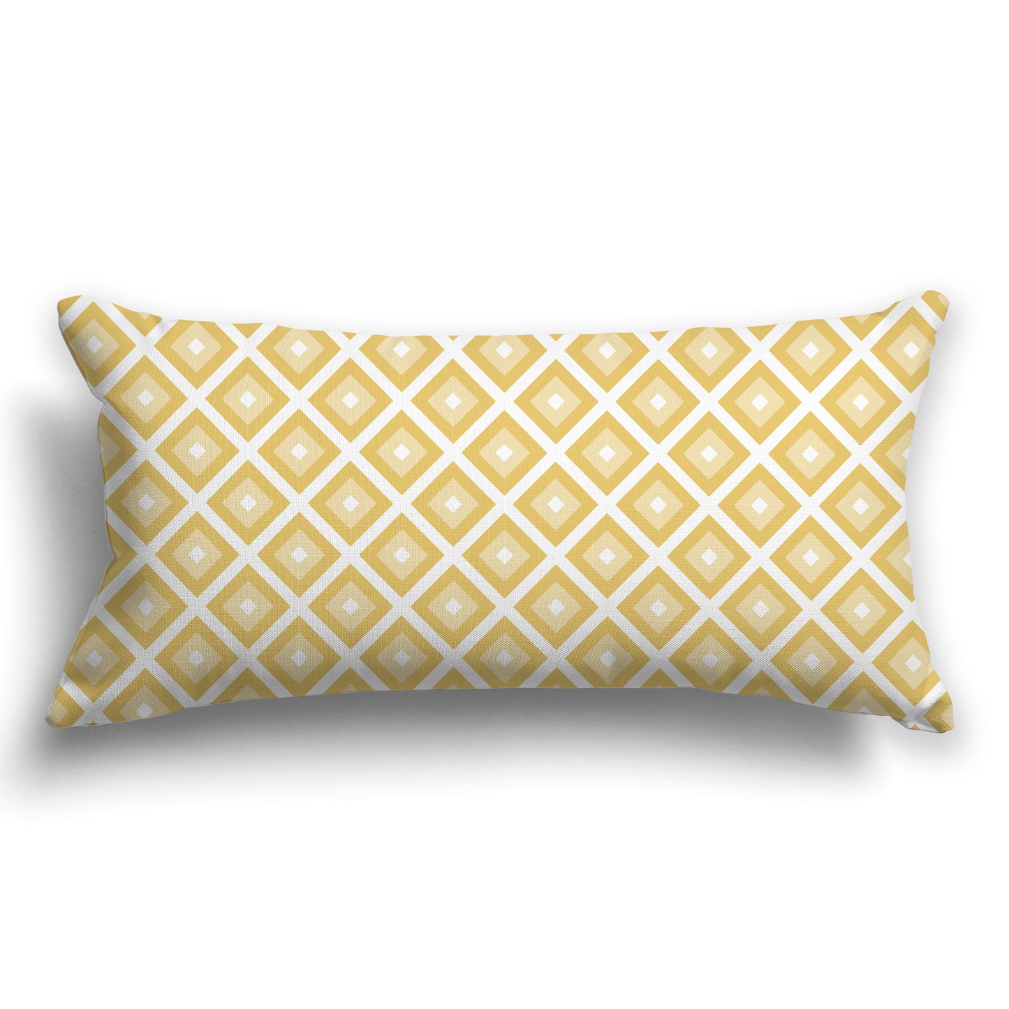 Throw Pillow with White/Beige-white and Two-tone Medium-orange Radiating Squares on Both Sides, CAPC-1042-121