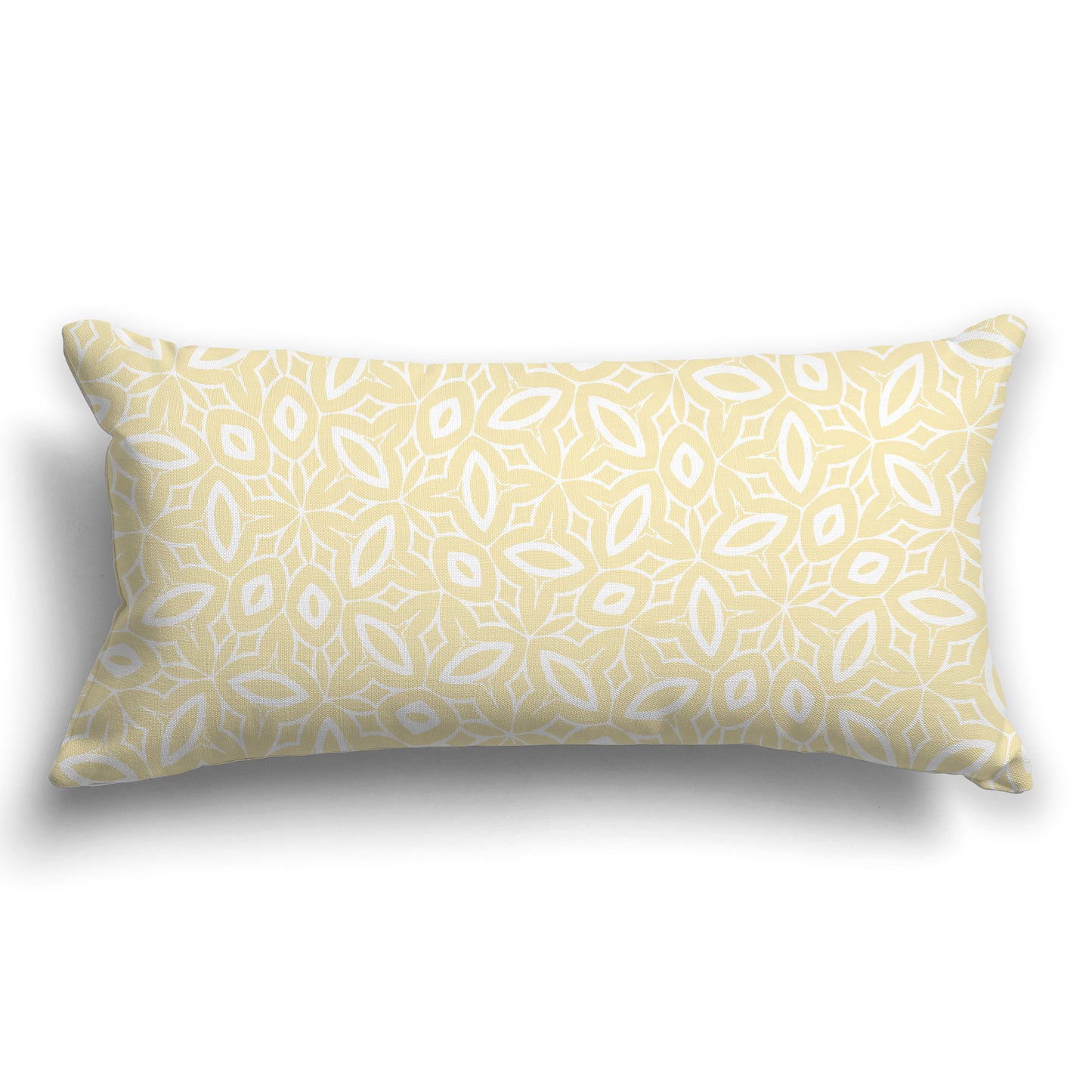 Pale Yellow Throw Pillow with White/Beige-white Leaf-life Pattern on Both Sides, CAPC-1051-222