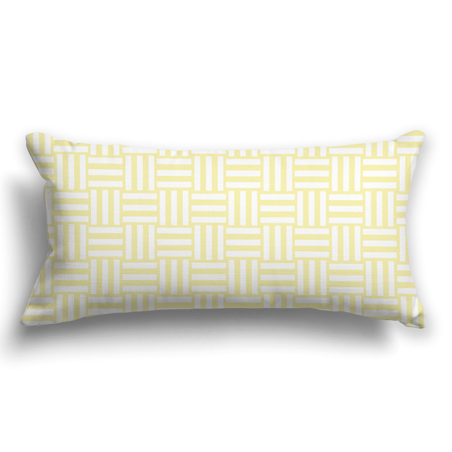 Throw Pillow with Yellow and White/Beige-white Basket Weave Pattern on Both Sides, CAPC-1062-141