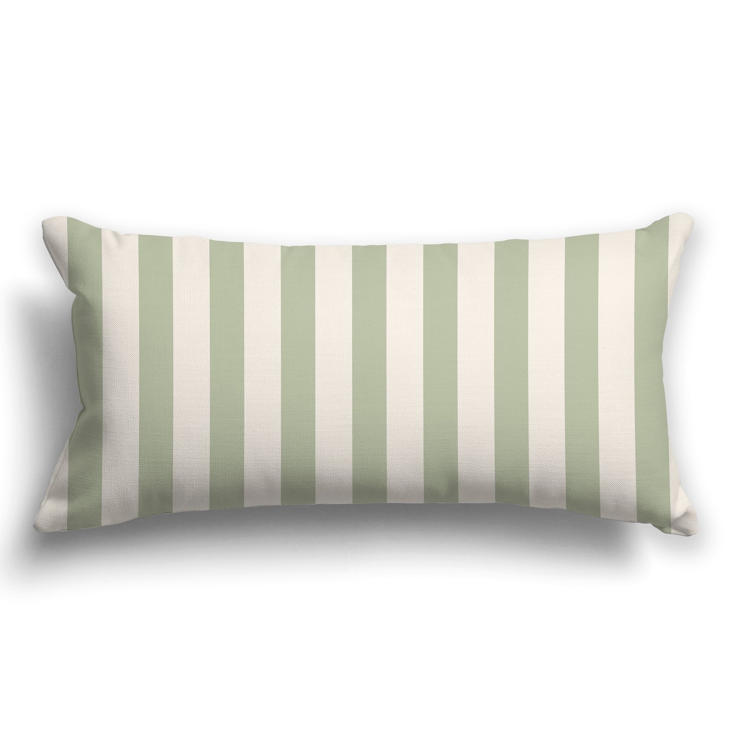 Throw Pillow with Green and Beige Vertical Bars on Front and Solid Beige Back, CAPC-1072-051