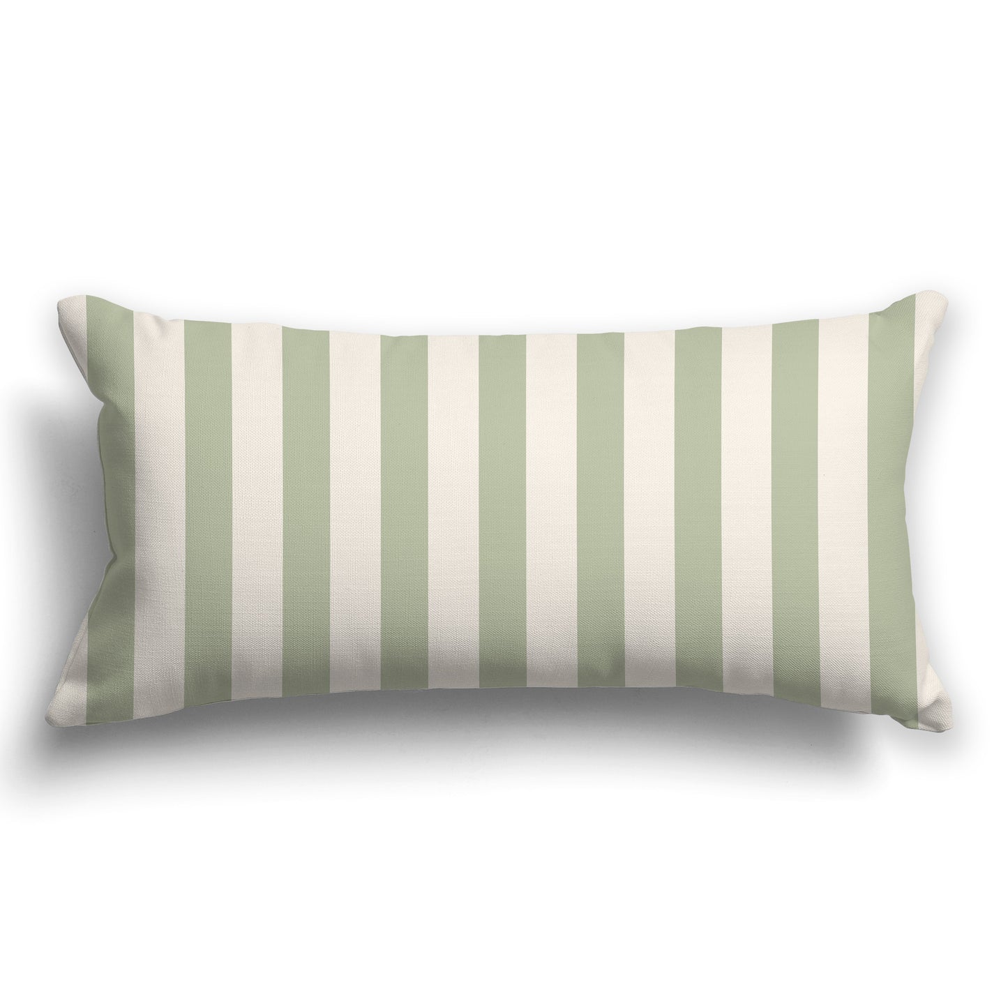 Throw Pillow with Green and Beige Vertical Bars on Front and Solid Beige Back, CAPC-1073-051