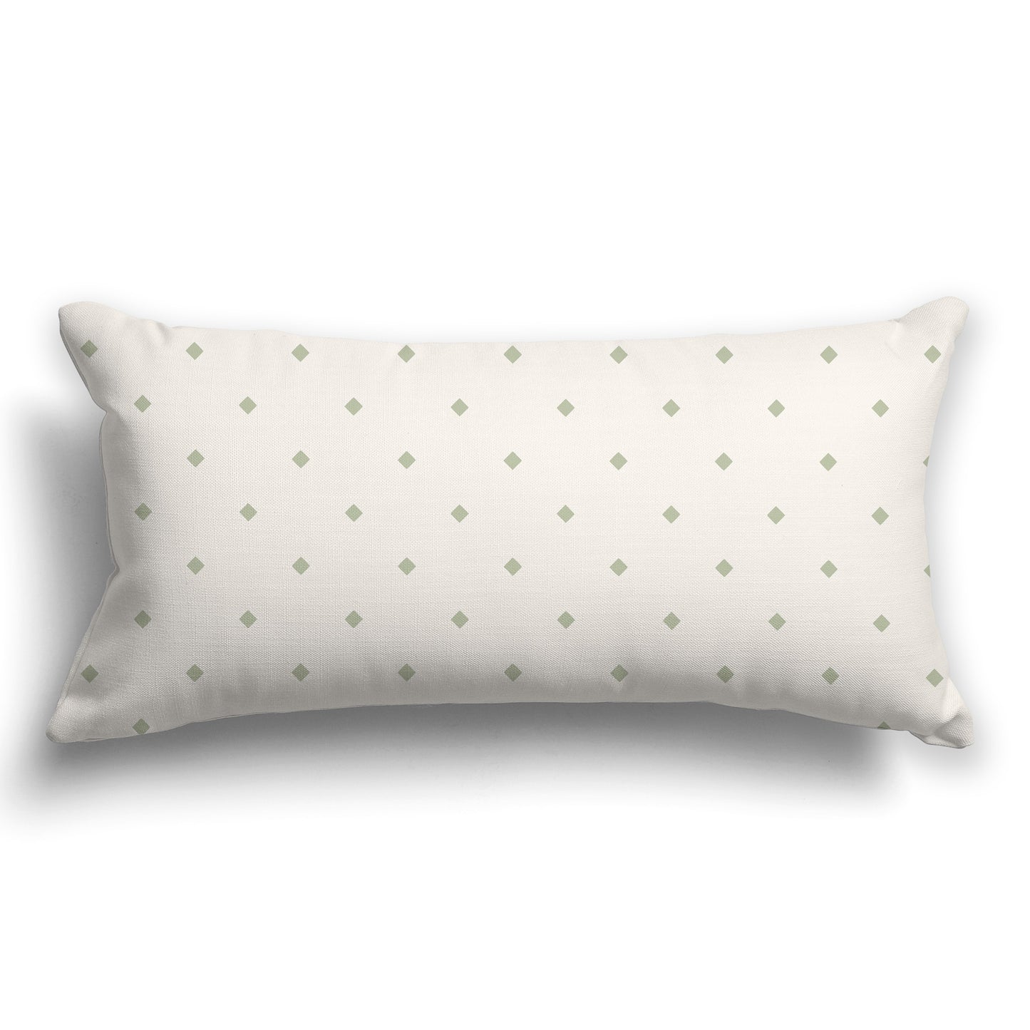 Beige Throw Pillow with Green Diamond Pattern on Front and Solid Beige Back, CAPC-1073-101