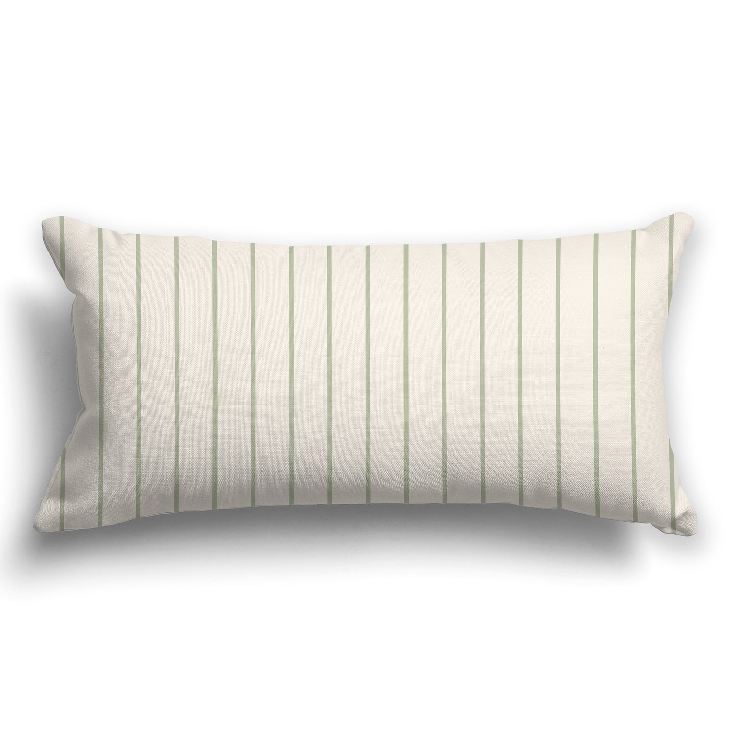 Beige Throw Pillow with Fine Green Vertical Stripes on Front, CAPC-1073-151