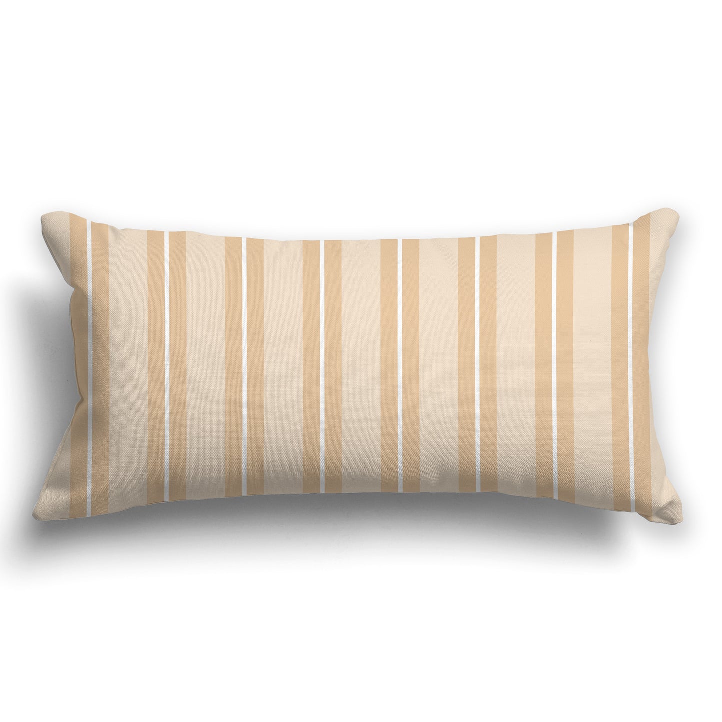 Two-tone Tan and White/Beige-white Multistripe Throw Pillow with Solid Pale Tan Back, CAPC-1091-071