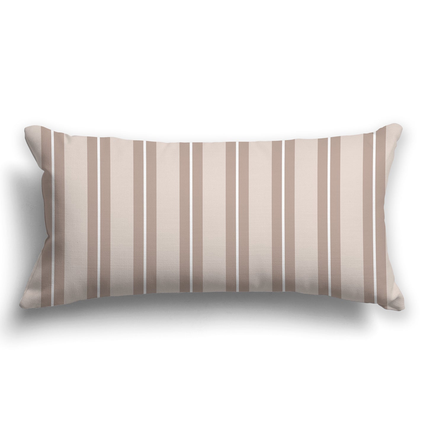Two-tone Taupe & White/Beige-white Multistripe Throw Pillow with Light Taupe Back, CAPC-1132-071