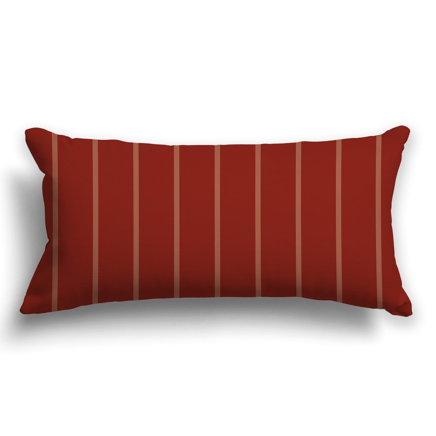 Rust-red Throw Pillow with Thin Light Rust-red Stripes on Front and Solid Red-orange Back, CAPC-1133-062