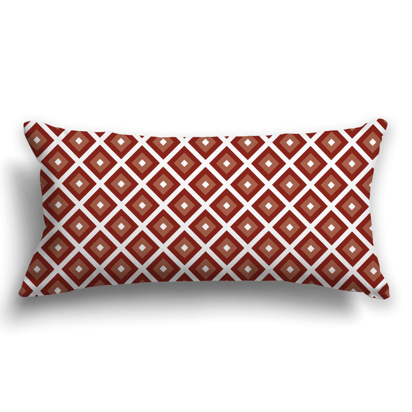 Throw Pillow with Rust-red and White/Beige-white Radiating Squares on Both Sides, CAPC-1133-121