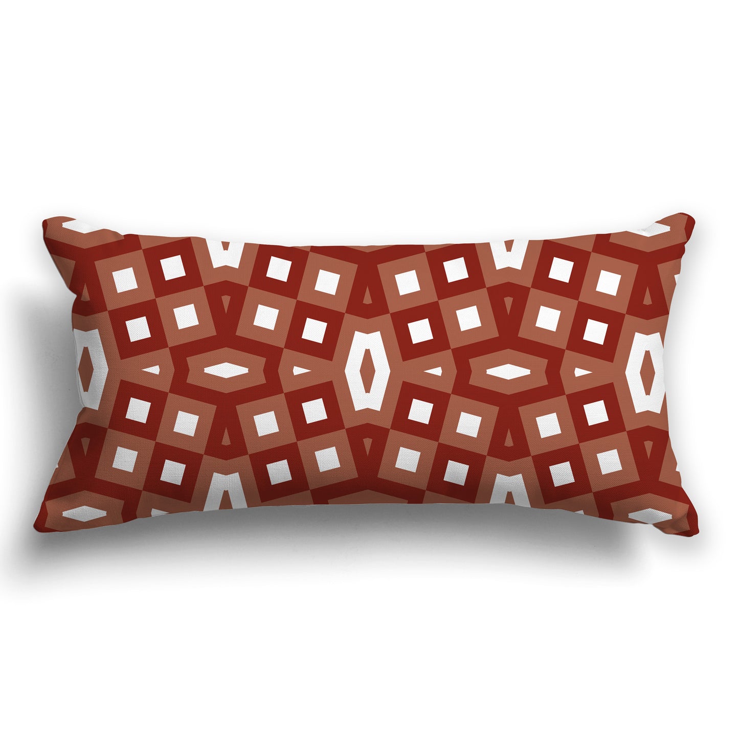 Throw Pillow with Rust-red and White/Beige-white Geometric Pattern on Both Sides, CAPC-1133-172