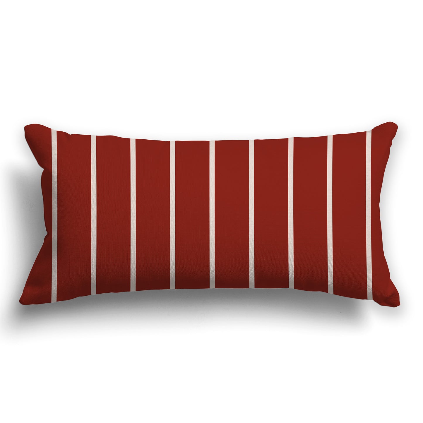 Red-orange Throw Pillow with Thin Off-White/Beige-white Stripes on Front and Solid Red-orange Back, CAPC-1134-062