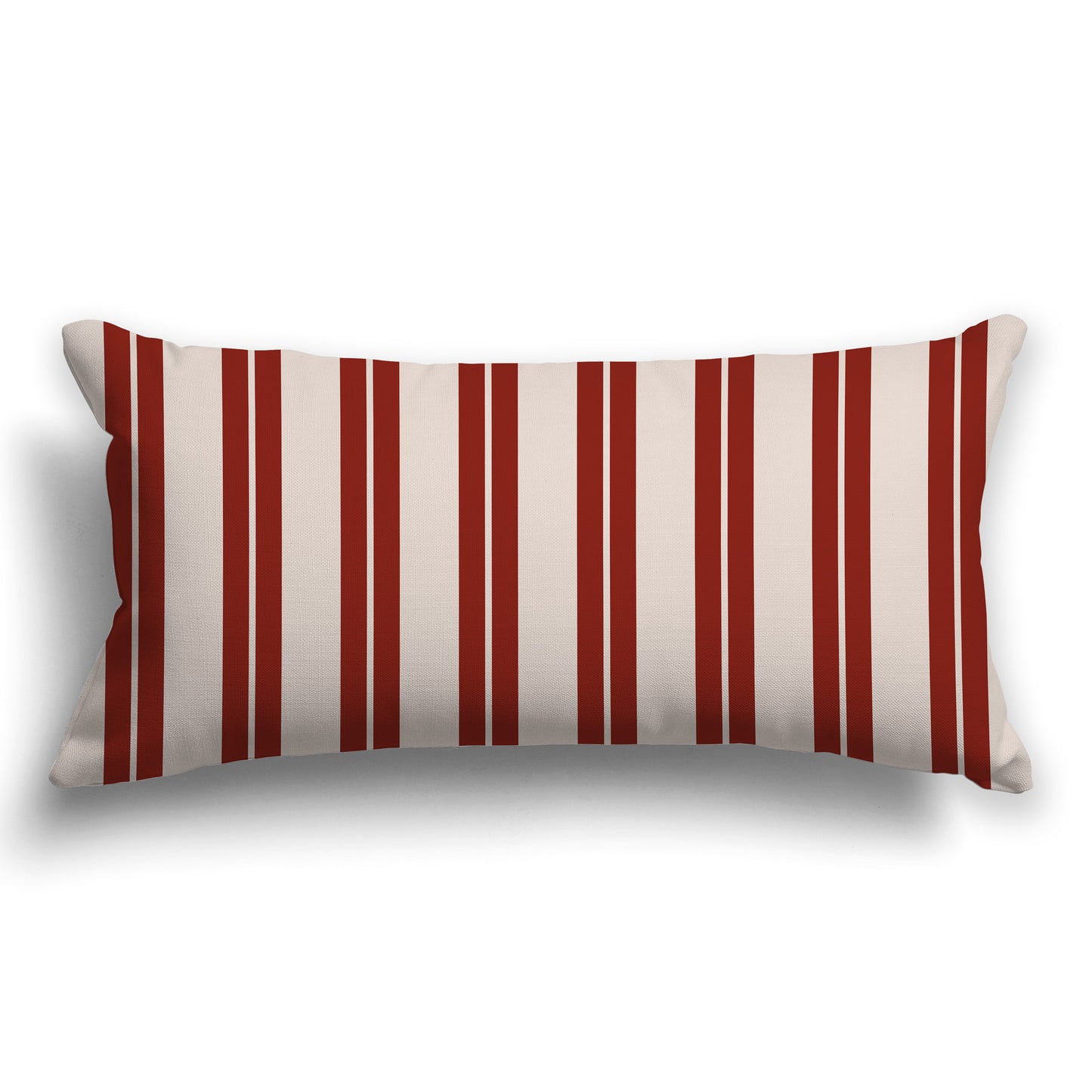 Red-orange and Off-White/Beige-white Multistripe Throw Pillow with Solid Off-White/Beige-white Back, CAPC-1134-071