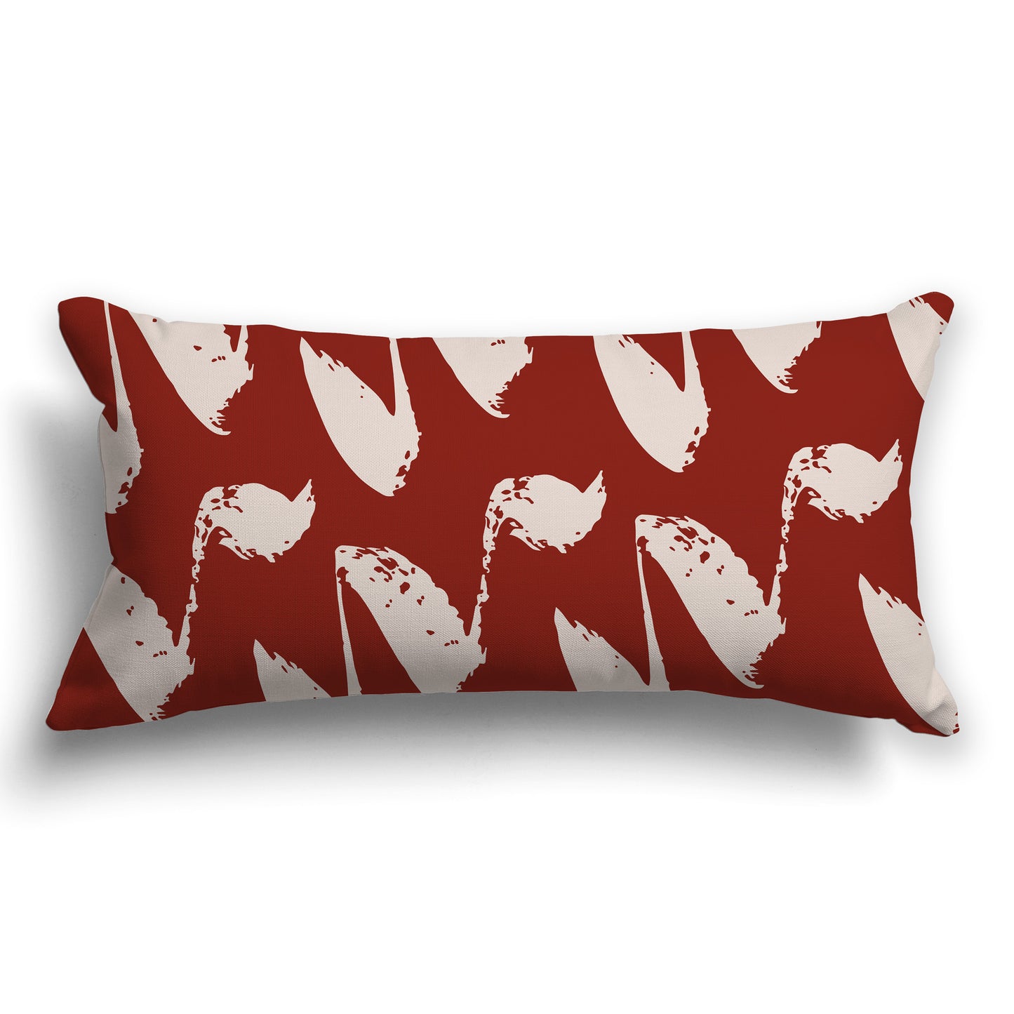 Red-orange Throw Pillow with Off-White/Beige-white Squiggle Pattern on Both Sides, CAPC-1134-082