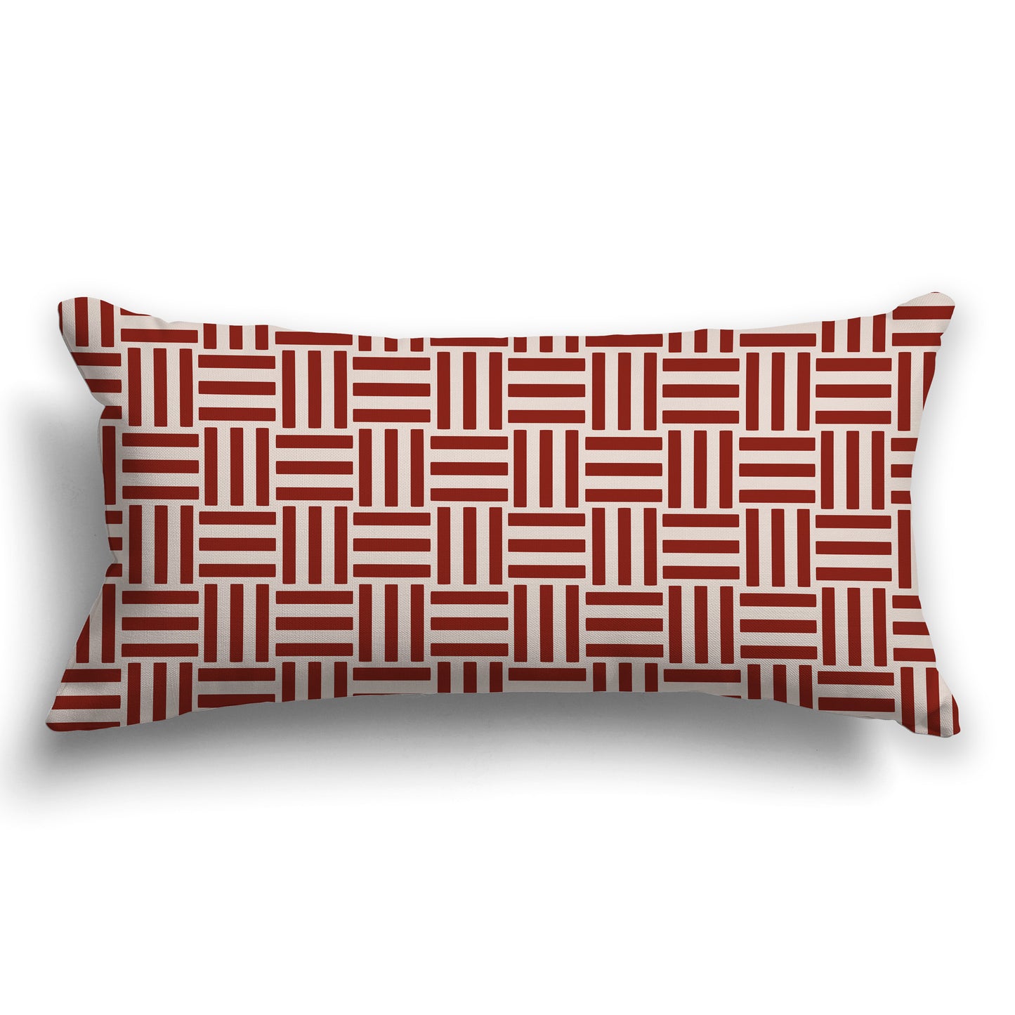Throw Pillow with Red-orange and Off-White/Beige-white Basket Weave Pattern on Both Sides, CAPC-1134-141