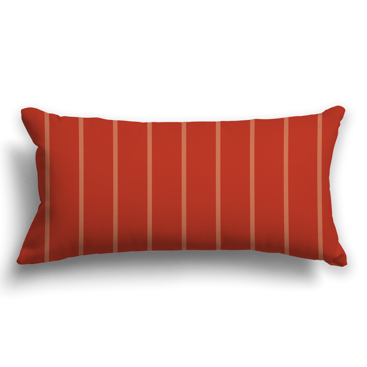 Red-orange Throw Pillow with Thin Light Red-orange Stripes on Front and Solid Red-orange Back, CAPC-1135-062