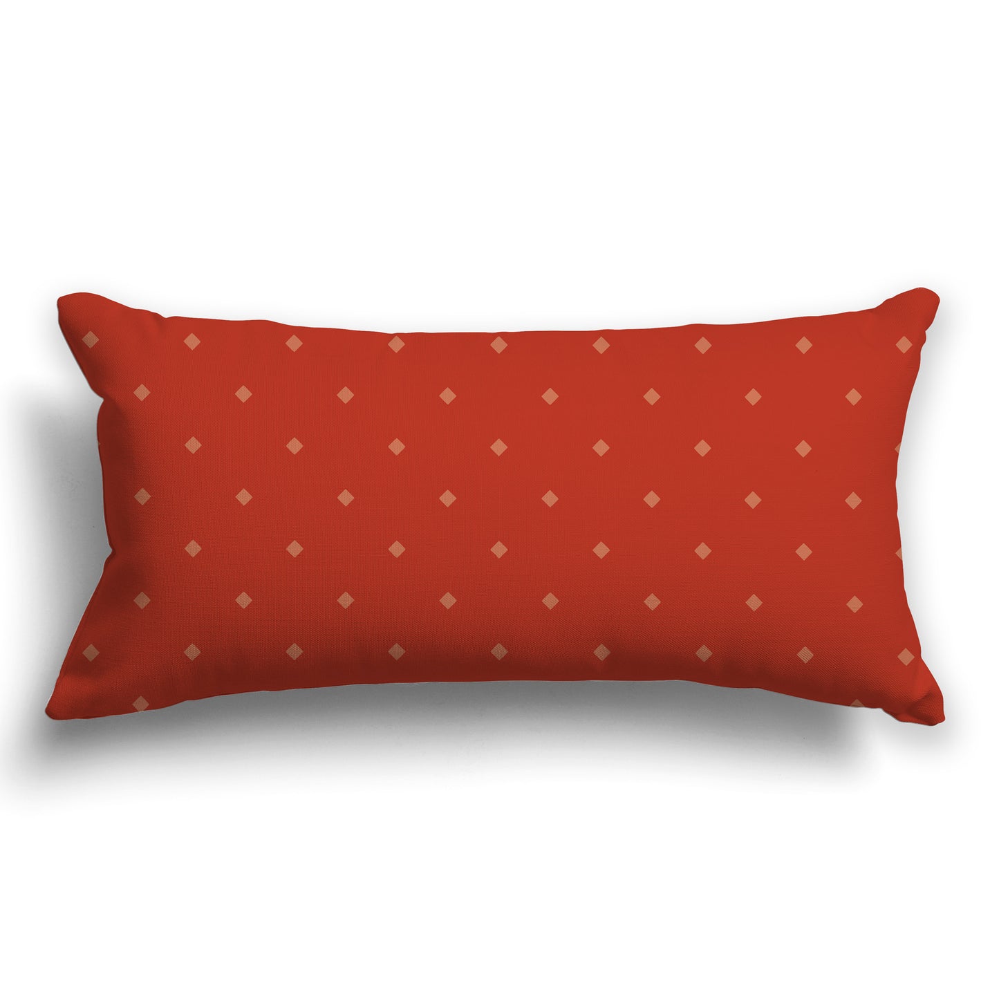 Red-orange Throw Pillow with Light Red-orange Diamond Pattern on Front and Solid Red-orange Back, CAPC-1135-102