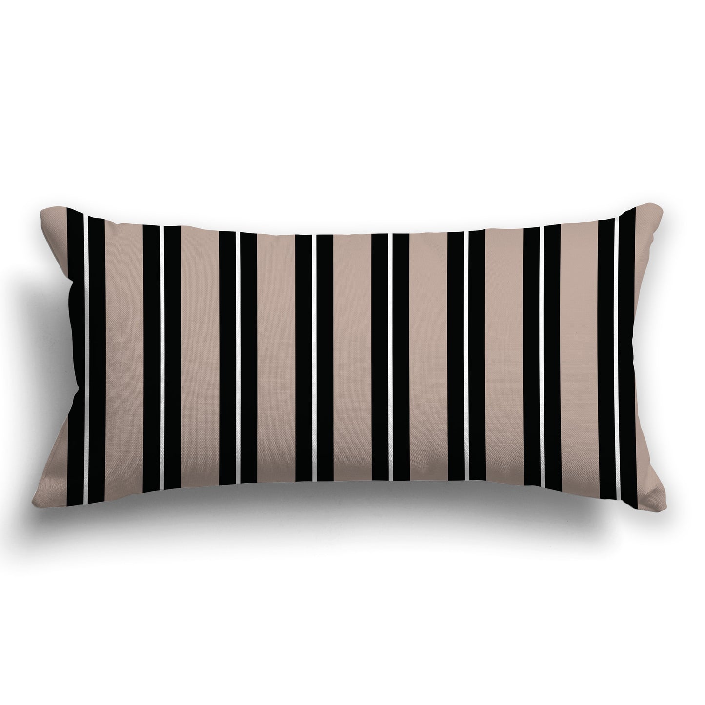 Dark Taupe Throw Pillow with a Black, Dark Taupe and White/Beige-white Multistripe Pattern on Front, CAPC-1138-072