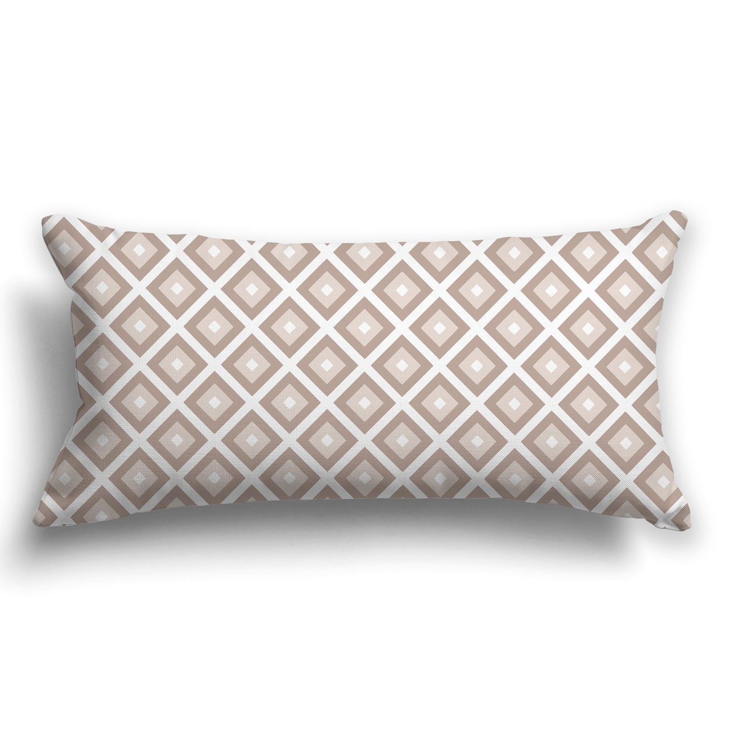 Throw Pillow with Radiating Two-tone Taupe and White/Beige-white Squares on Both Sides, CAPC-1138-121
