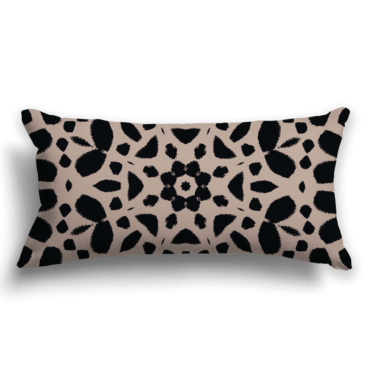Throw Pillow with a Circular Black and Taupe Pattern on Both Sides, CAPC-1138-183