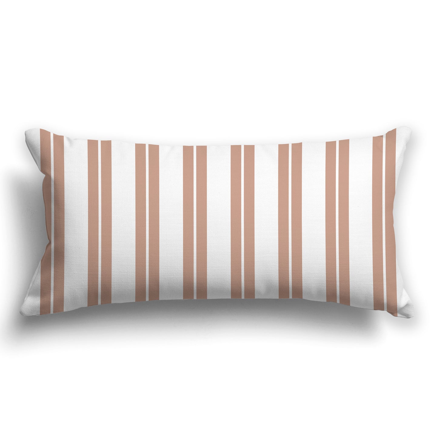 White/Beige-white Throw Pillow with Salmon and White/Beige-white Multistripe Pattern on Front, CAPC-1139-071