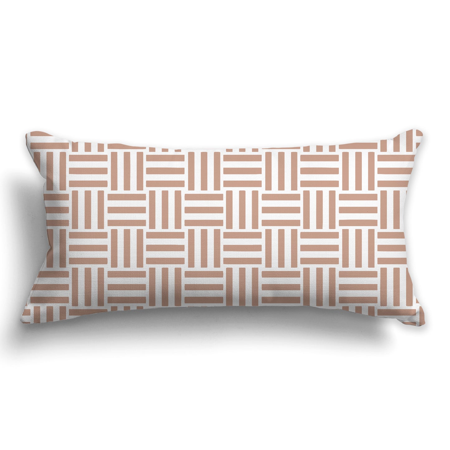 Throw Pillow with Salmon and White/Beige-white Basket Weave Pattern on Both Sides, CAPC-1139-141