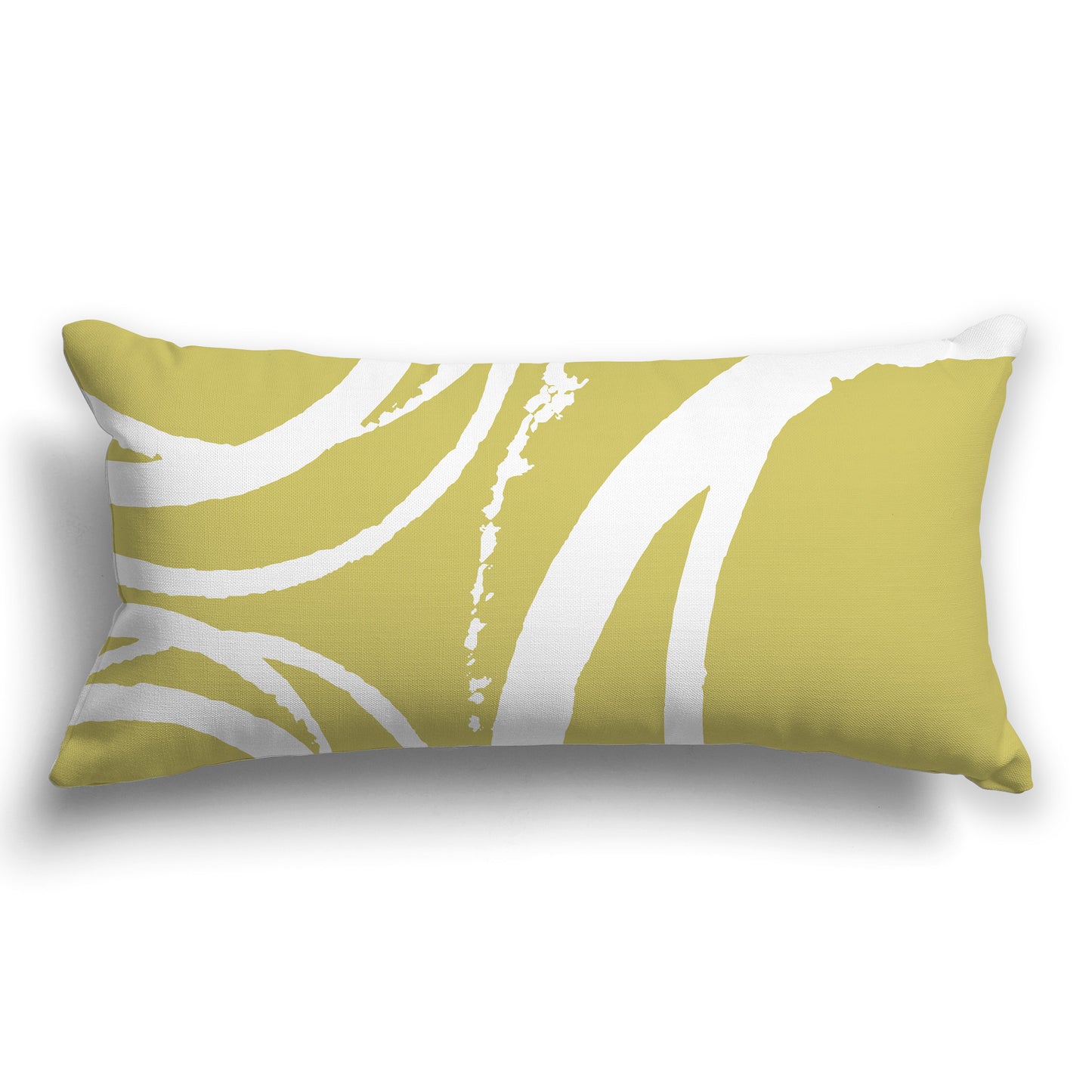 White/Beige-white Throw Pillow with Circular Lime Green Graphic on Both Sides, CAPC-1142-026