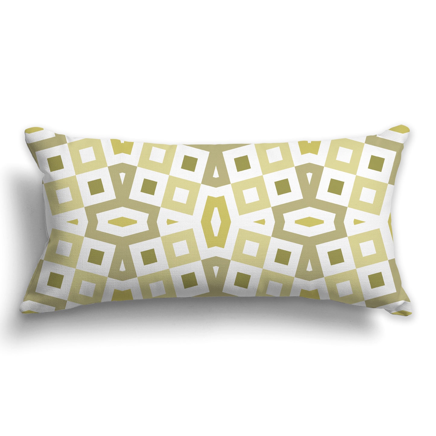 Throw Pillow with Multi-tone Green and White/Beige-white Geometric Pattern on Both Sides, CAPC-1142-175
