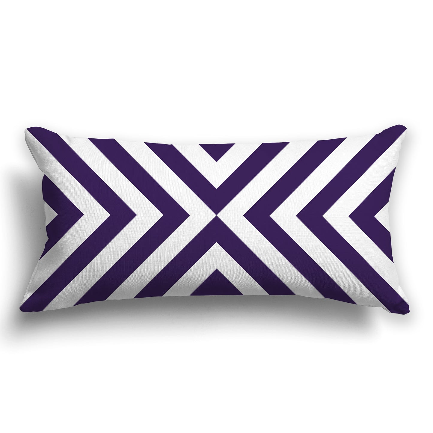 Throw Pillow with Radiating Diagonal Purple and White/Beige-white Bars on Both Sides, CAPC-1143-041