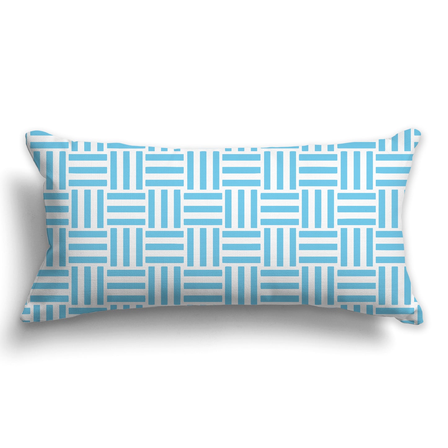 Throw Pillow with Light Blue-turquoise and White/Beige-white Basket Weave Pattern on Both Sides, CAPC-1153-141