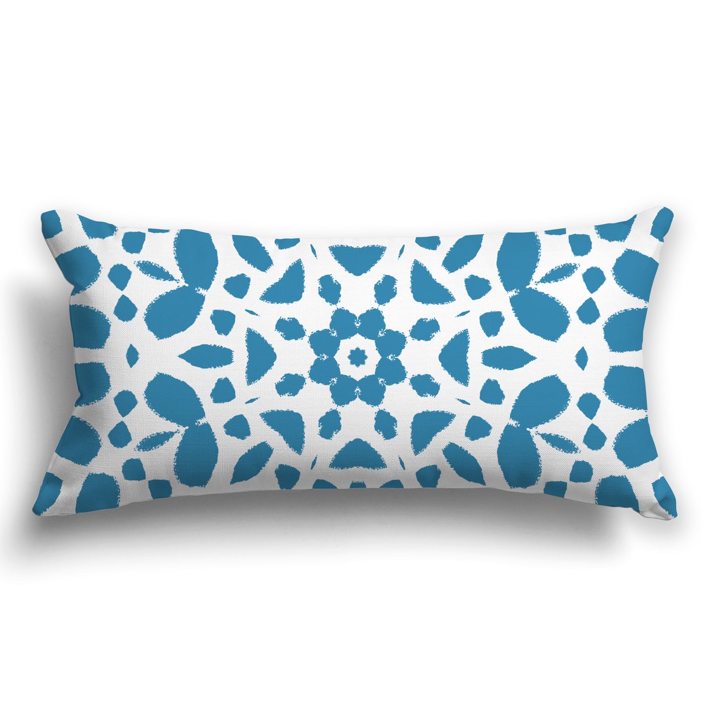 White/Beige-white Throw Pillow with Medium Blue-turquoise Circular Graphic on Both Sides, CAPC-1153-181