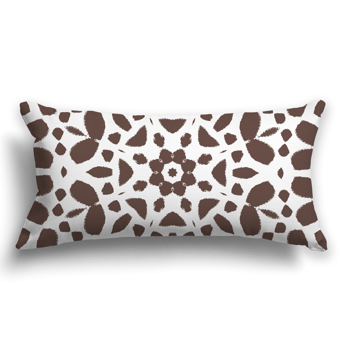 Brown Throw Pillow with White/Beige-white Circular Graphic on Both Sides, CAPC-1161-181