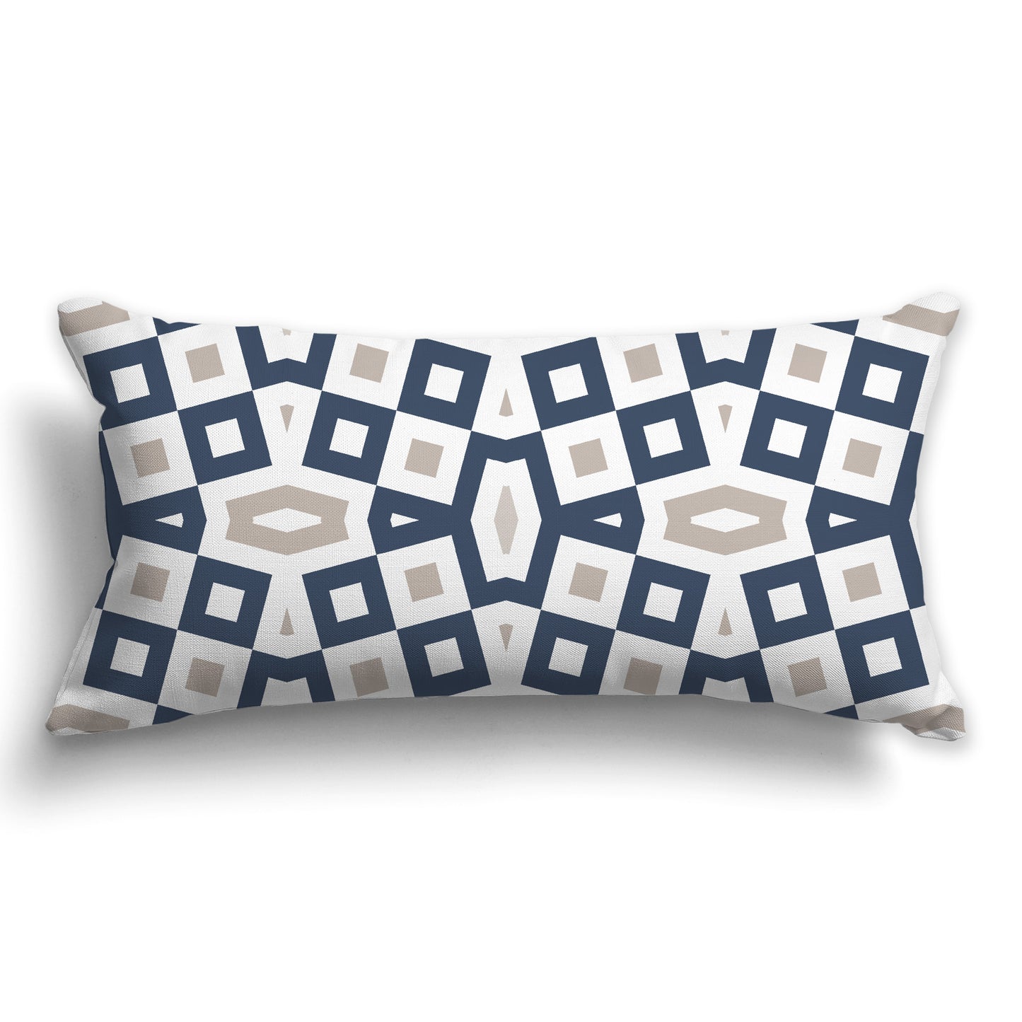 Throw Pillow with Blue, Taupe and White/Beige-white Geometric Pattern on Both Sides, CAPC-1162-172